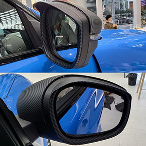 Car Rear View Mirror Rain Cover for Ford Mustang Mach-E 2021, Sun Visor Eyebrow Carbon Fiber Anti-rain Shade Guard Molding Trim Frame Accessories (Bright)