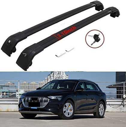 Black roof Cargo Rack for Audi e-tron 2019-2021 2022 Roof Rack Cross Bars Rail Luggage Carrier Lockable 2