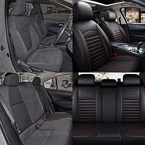 Custom fit Nissan Leaf 2011-2022 Car Seat Cover, Black Faux Full Set of Car Seat Covers with Airbag Compatible, Automotive Interior Accessories