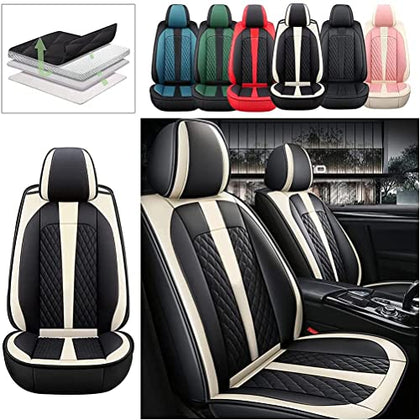 Front Seat Covers for Chevy Chevrolet Bolt EV EUV Car Seat Cover Luxury PU Leather Comfortable Stylish Black×Beige