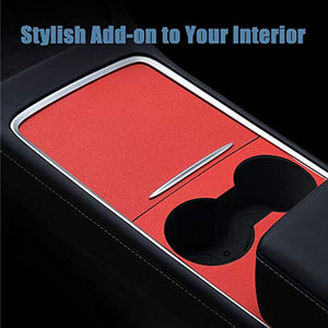 Center Console Wrap Compatible with 2021 Tesla Model 3/Y PVC Material Center Console Cover Interior Decoration Wrap Kit for 2021 Tesla Model 3 Model Y Accessories (Frosted Red)