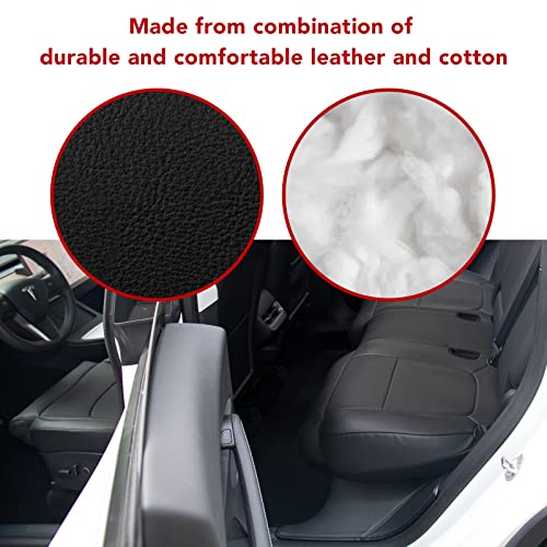 Tesla Model Y Leather Seat Extender Cushion Pad for Front and Rear Seats (Black)
