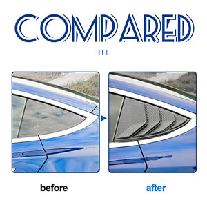 Rear Side Window Louvers,Air Vent Scoop Louvers for Tesla Model 3, Window Scoop Louvers Covers,ABS Sun Rain Shade Vent,Sport Style,2PCS,Cool Exterior Decoration (Matte Carbon Fiber)