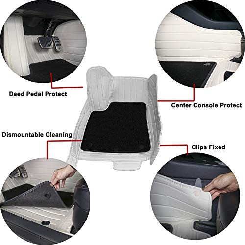 All-Weather Custom Fit Cortical Grass with White Leather Floor Mats for Tesla Model 3