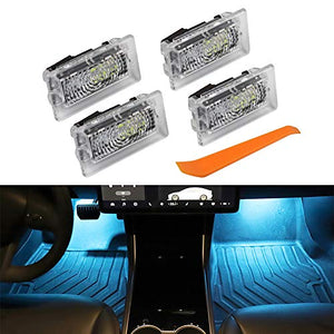 Car Interior LED Car Door Light Upgrade Lighting Replacement Ultra-bright Easy-Plug with Prying Tool Compatible Kit Glitter Lamp for Tesla Model 3 Model S Model X Model Y (ICE BLUE 4PCS)