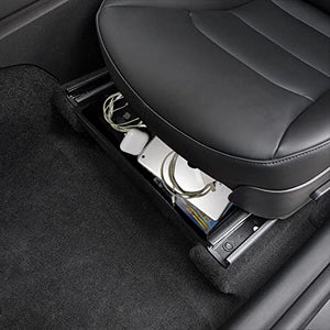Under Seat ABS Flocking Storage Organizer Tray for 2020 2021 2022 2023 Tesla Model Y (2PCS)