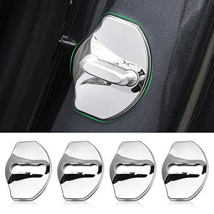 Protective Cover Door Lock Cover 4PCS for 2018-2022 Tesla Model 3 2020-2022 Tesla Model Y Silver