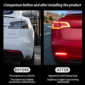 Rear Fog Light for Tesla Model 3 2PCS Rear Bumper Light for Tesla 2017-2022 LEDs Reflector Lamps Fishbone Style