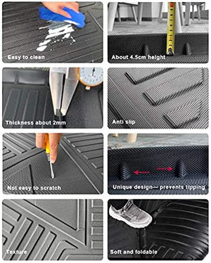 All Weather Floor Mats for Tesla Model Y 5-Seat 2021 2022 Custom Fit TPE Car Floor Mats Cargo Trunk Mat Interior Accessories (Does NOT fit 7-Seat)