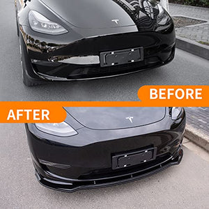Front Bumper Spoiler Lip for Tesla Model Y (Gloss Black)