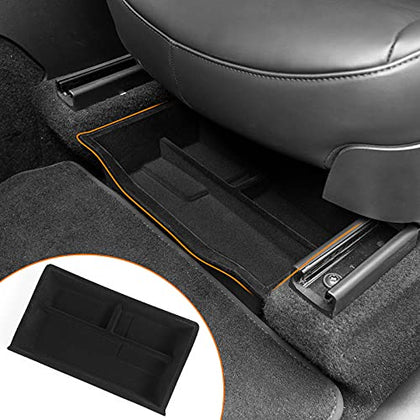 Tesla Model Y Under Seat Storage Box Organizer Tray Flocking Storage Box For Tesla Model Y Accessories 2019-2021 (Under Front Seat ABS Box (Style B))