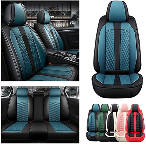 Front & Rear Seat Covers for Chevy Chevrolet Bolt EV EUV Car Seat Cover Luxury PU Leather Comfortable Stylish Black×Blue