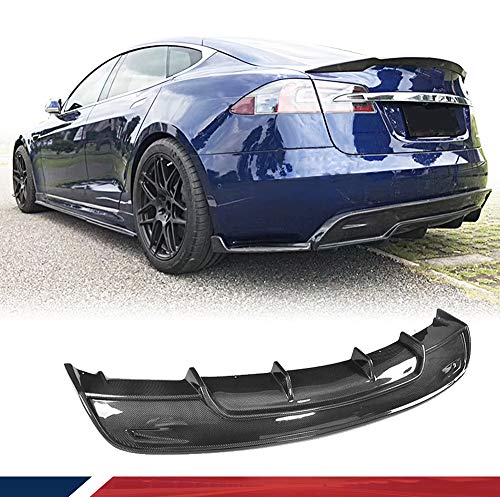 Carbon Fiber Rear Diffuser Fits for Tesla Model S 60 60D 70 70D 85 85D 90 90D 100D Sedan 2016-2019 Bumper Cover Lower Lip Spoiler Valance Protector Body Kits Factory Outlet