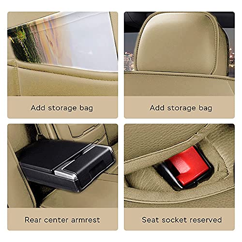 Front & Rear Seat Covers for Chevy Chevrolet Bolt EV EUV Car Seat Cover Luxury PU Leather Comfortable Wear Resistant Beige