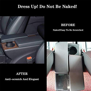 Center Console Pad Center Cup Holder Frame Cover for Tesla Mode X Model S 2016-2019 Imitation Carbon Fiber Car Accessories (Pack of 2)