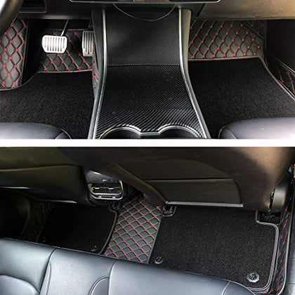 All-Weather Carpet Floor Mats with PU Cortical Grass OEM Design & Red Stitching