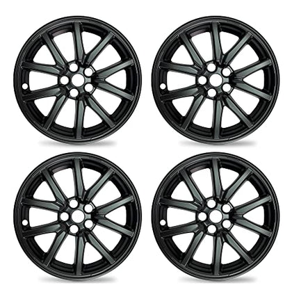 18-Inch Hub Caps fits 2017-2022 Tesla Model 3, Replacement Wheel Covers (Set of 4) (Matte Black)