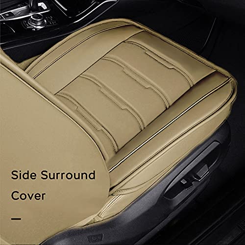 Car Seat Cover Fit for Audi Q2 Q3 Q5 Q7 TT R8 RS e-tron Faux Leather Front Rear 5-seat Covers Non-Slip Waterproof Deluxe Edition (Beige)