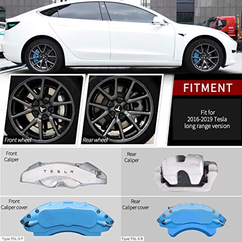 Light Blue Caliper Covers Fits Tesla Model 3 Long Range Version (set of 4)