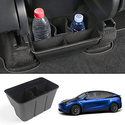 Tesla Model Y Storage Box Under Rear Air Outlet Organizer Rear ABS Flocking Box (Rear Middle ABS Flocking Box)