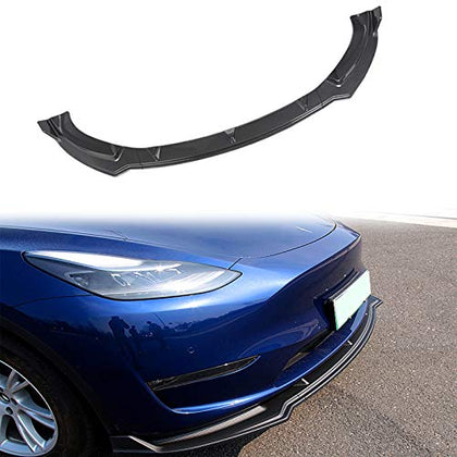Front Bumper Lip for Tesla Model Y Accessories Carbon Fiber Style Spoiler Splitter Side Body Kit Trim Protection Car Exterior Accessory (Bright carbon fiber)