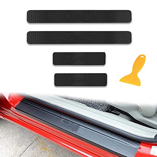 4Pcs Custom Text 3D Carbon Car Door Sill Sticker for Ford Mustang Mach-E Car Styling Sticker