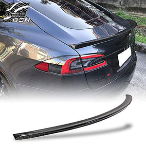 Plaid Inspired Real Carbon Fiber Trunk Spoiler with Glossy Finish for 2012-22 Tesla Model S