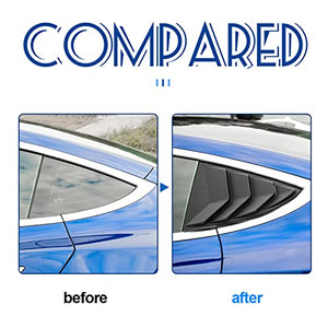Rear Side Window Louvers,Air Vent Scoop Louvers for Tesla Model 3, Window Scoop Louvers Covers,ABS Sun Rain Shade Vent,Sport Style,2PCS,Cool Exterior Decoration (Matte Black)