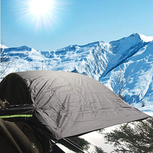 Windshield Snow Cover for Tesla Model 3, Half Size Car Cover Waterproof/Windproof/Dustproof/Ice Winter Summer