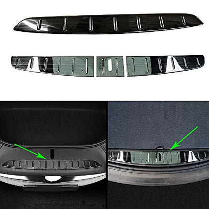 Front & Rear Stainless Steel Trunk Bumper Protector Guard Sill Plates for 2016-2020 Tesla Model X (Black Titanium)