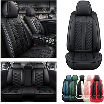 Front & Rear Seat Covers for Chevy Chevrolet Bolt EV EUV Car Seat Cover Luxury PU Leather Comfortable Stylish Black