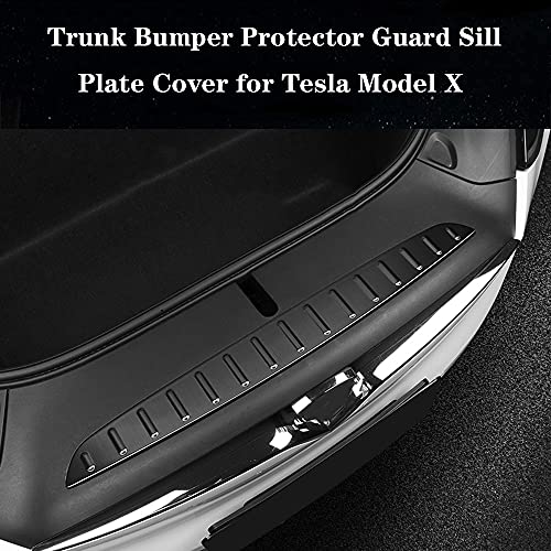 Front & Rear Stainless Steel Trunk Bumper Protector Guard Sill Plates for 2016-2020 Tesla Model X (Black Titanium)