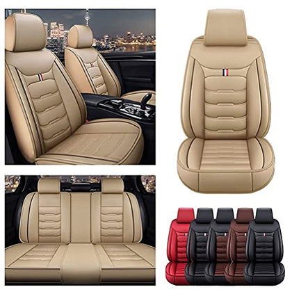 Front & Rear Seat Covers for Chevy Chevrolet Bolt EV EUV Car Seat Cover Luxury PU Leather Comfortable Wear Resistant Beige