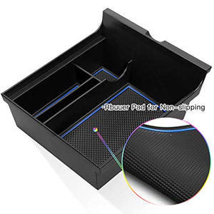 Center Console Organizer Compatible with 2021-2022+ Latest Tesla Model Y Model 3 Accessories Insert ABS Black Materials Tray Armrest Secondary Storage Box (Blue)