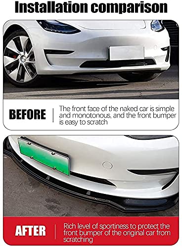 Front Bumper Lip Spoiler for 2017-2022 Tesla Model 3 (Glossy Carbon Fi ...