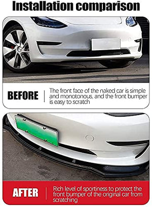 Front Bumper Lip Spoiler for 2017-2022 Tesla Model 3 (Glossy Carbon Fiber Pattern)