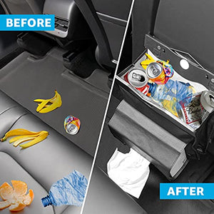 Car Trash Can Trash Bag Hanging Magnetic Buckle Waterproof with Tissue Boxes