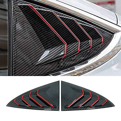 Racing Style Rear Side Window Louvers for 2017-2022+ Tesla Model 3 (Carbon Fiber Red)