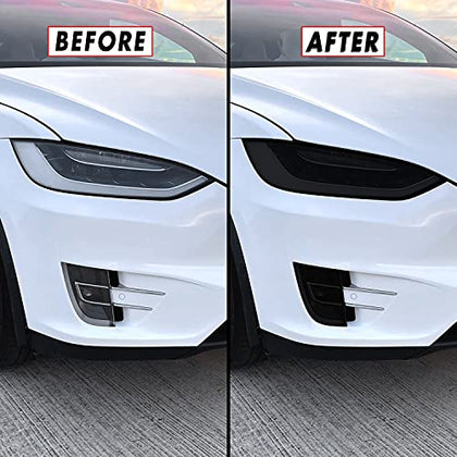 PreCut Vinyl Smoke Tint for 2016-2022 Tesla Model X Headlight & Foglight (1. Full Headlight, 20% Dark Smoke)