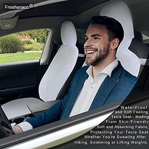 Waterproof and Machine Washable Seat Cover for Tesla Model S, 3, & Y (White)