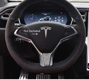 Steering Wheel Unique Crystal Badge Emblem Bling Decal Decoration Cover Sticker Trim for Tesla model X S