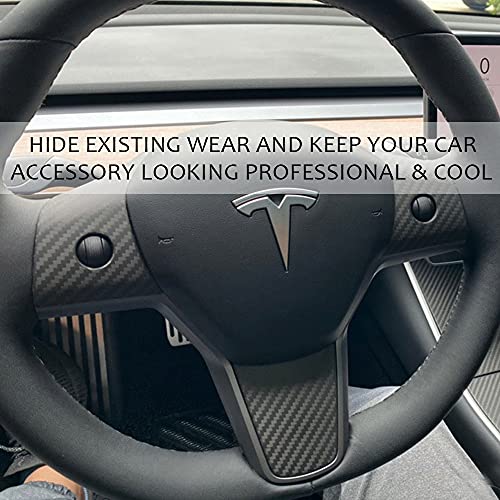 Tesla Model 3 & Model Y Steering Wheel Covers - Matte Carbon Fiber Pattern