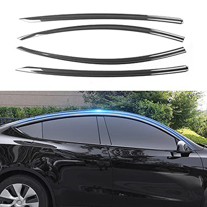 Tesla Model Y Rain/Wind Deflector Vent/Window Visors (Glossy Carbon Fiber)
