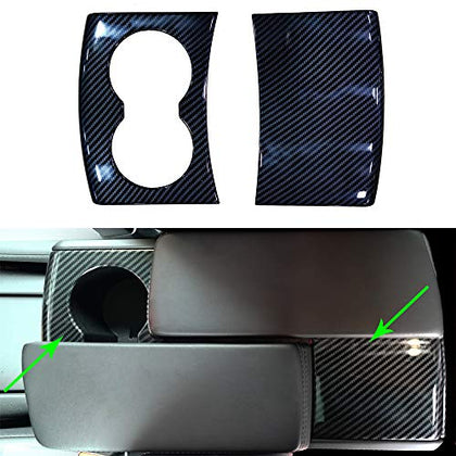 Center Console Pad Center Cup Holder Frame Cover for Tesla Mode X Model S 2016-2019 Imitation Carbon Fiber Car Accessories (Pack of 2)