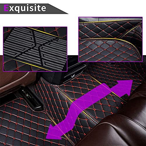 Car Floor Mats for Jaguar I-PACE 2018 Floor Liners Auto Carpets Luxury Leather Waterproof All Weather Protection Full Coverage Full Set (Black+Red)