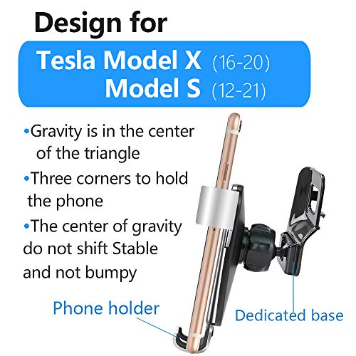 Car Phone Holder for 2016-2020 Tesla Model X and 2012-2021 Tesla Model S [Big Phones with Case Friendly] Auto Accessories Navigation Bracket Interior Decoration Mobile Cellphone Mount
