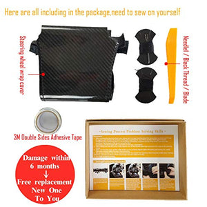 Black Perforated Leather & Carbon Fiber Auto Steering Wheel Cover Hand-Stitch on Wrap Fit for Tesla Model S/Tesla Model X