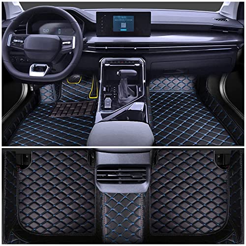 Custom Car Floor Mats for Jaguar E-PACE F-PACE I-PACE XE XF XFR XJ6 X-Type Full Surrouded Front&Rear Full Set Car Floor Liners All Weather Protection Car Mats（Black Blue）