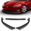 ABS Painted Carbon Fiber Front Bumper Lip Spoiler for 2016-2020 Tesla Model S (STP-Style)