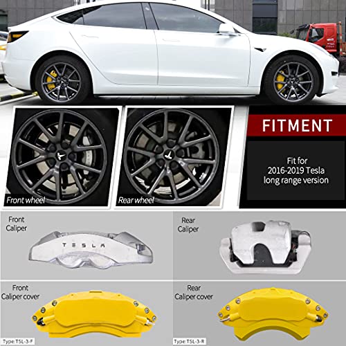 Yellow Caliper Covers Fits Tesla Model 3 Long Range Version (set of 4)